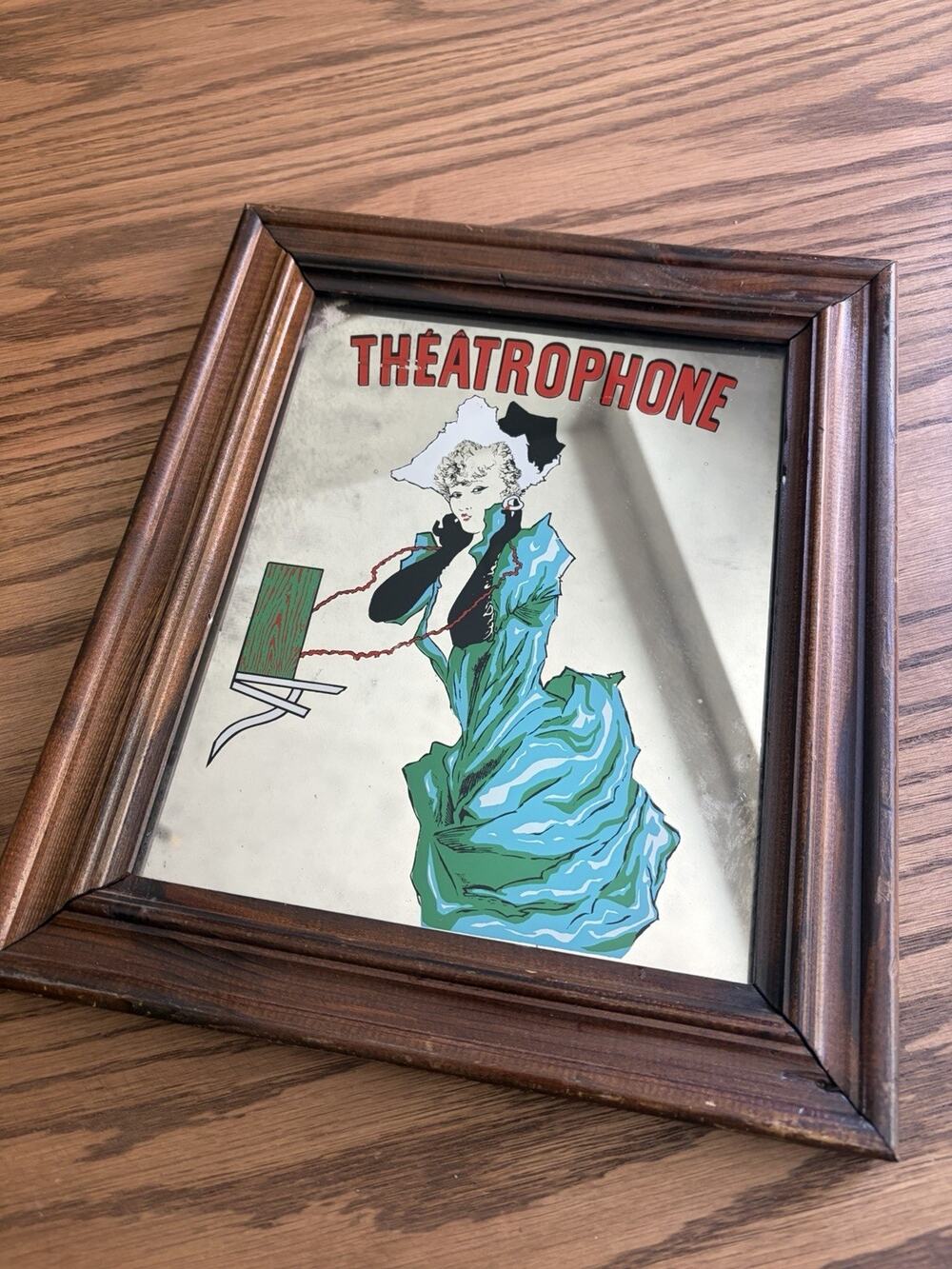 Rare Vintage Jules Cheret Theatrophone Telephone French Art On Mirror Framed